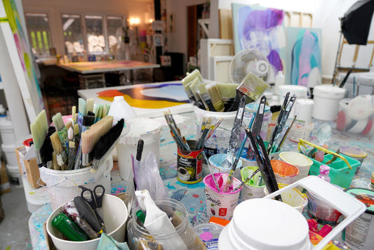 Art studio of abstract painter, Claire Desjardins.