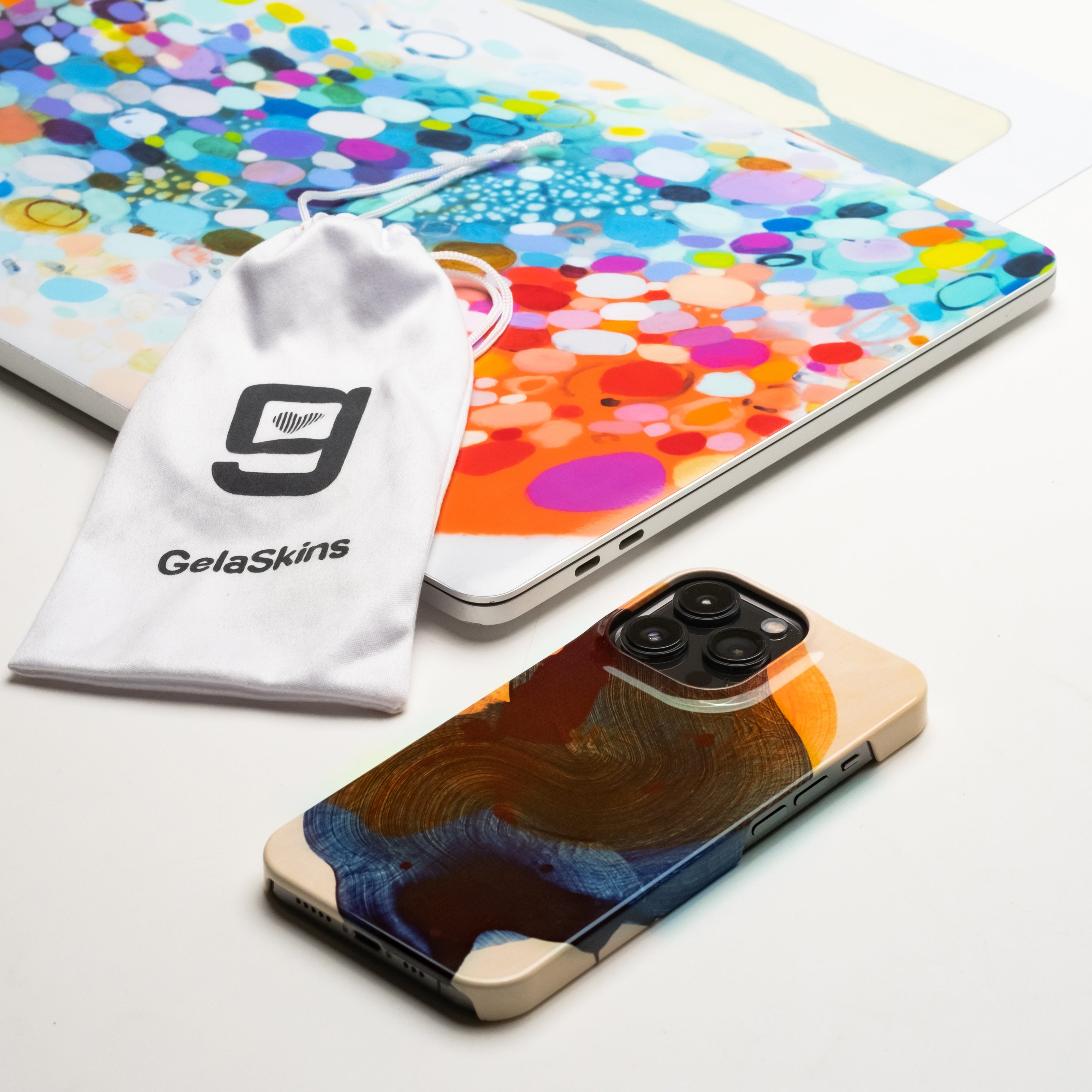 Artist Claire Desjardins' artworks appear on GelaSkins tech skins and SmartPhone cases