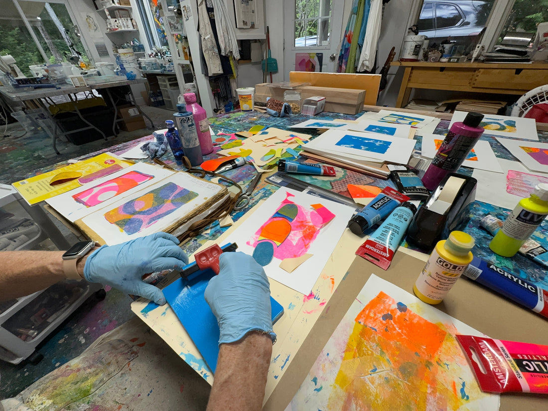 Abstract artist Claire Desjardins shares about her gel plate printing process. 