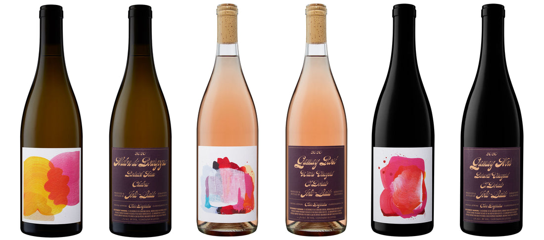 Jolie Laide wine labels designed by abstract artist Claire Desjardins.