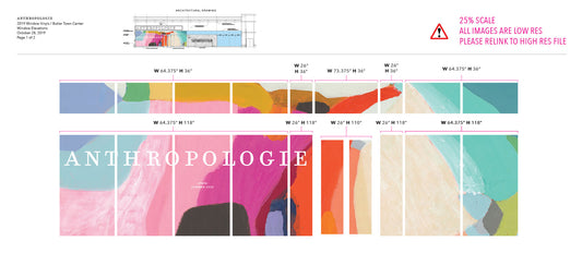Anthropologie uses abstract artwork by Claire Desjardins in windows.