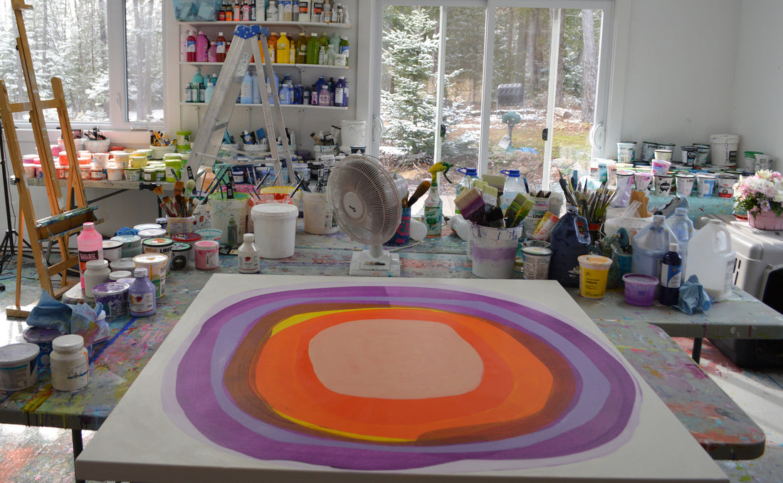 Art studio: the painting of artist Claire Desjardins.