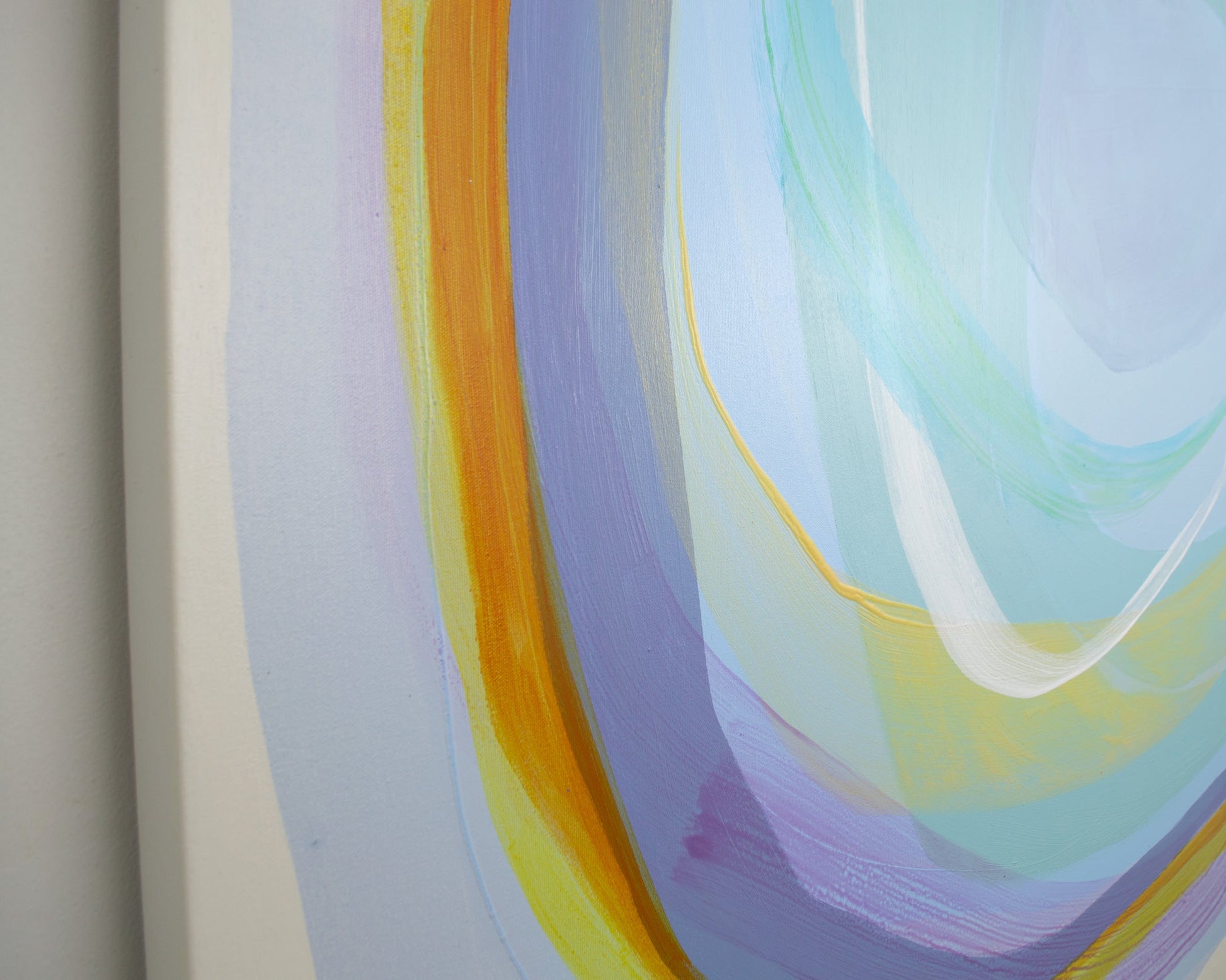 Abstract artwork with swirling colors on a white background