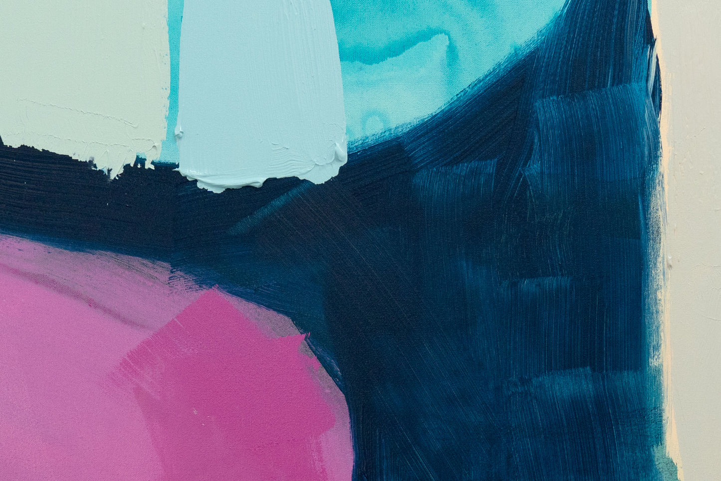 Detail view: Abstract painting, Fingers and Toes, by artist Claire Desjardins.