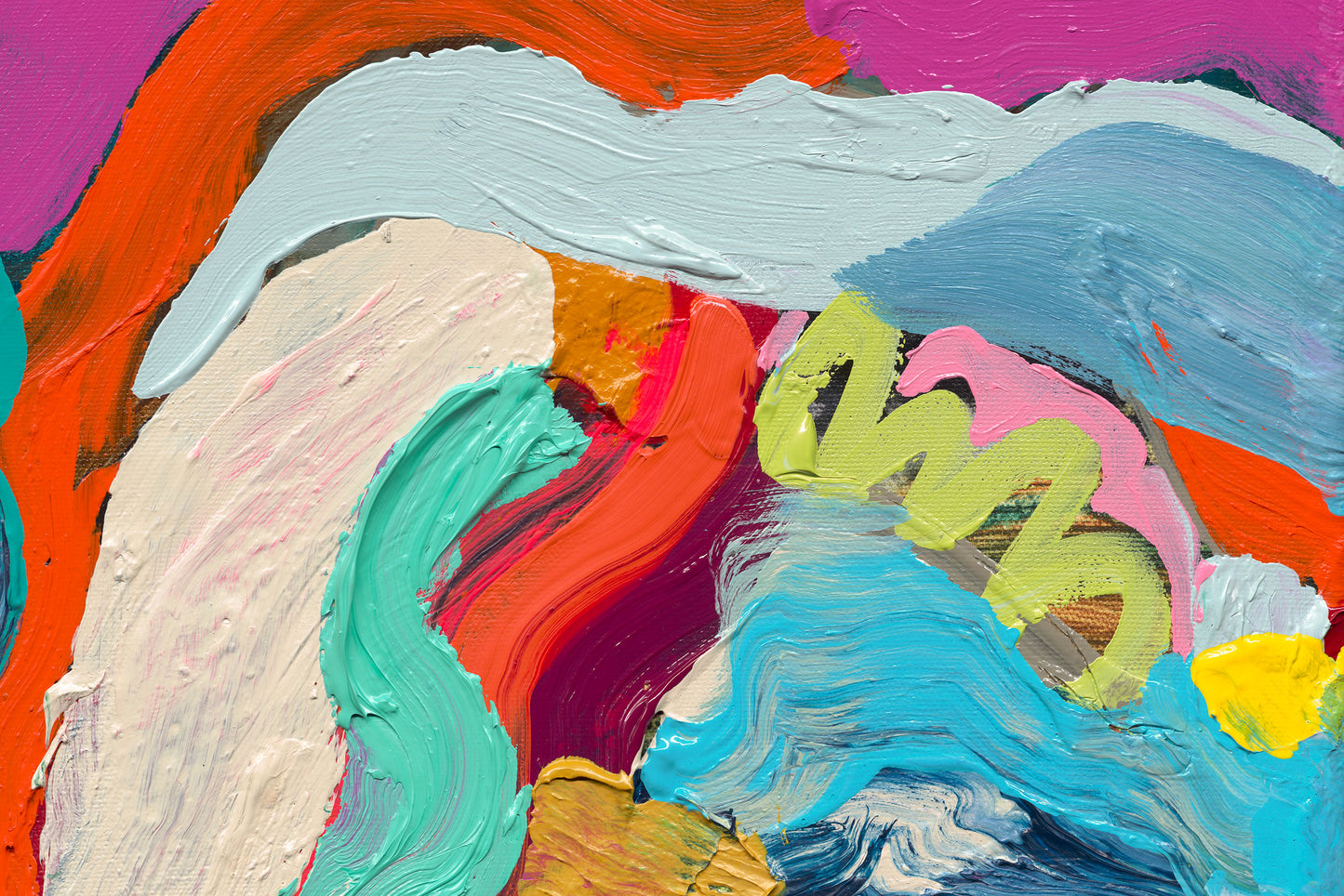 Detail image of texture of the abstract painting No Such Thing As Luck by Canadian artist, Claire Desjardins.