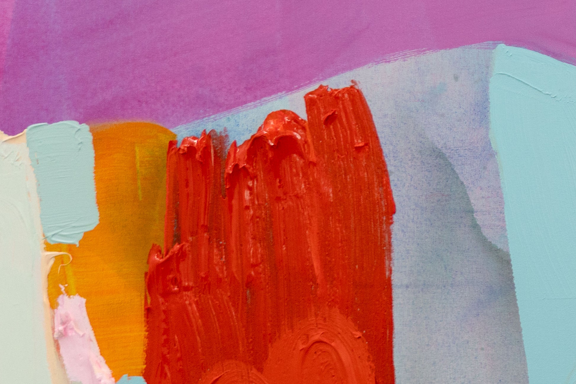 Detail view: abstract painting, Fingers and Toes, by artist Claire Desjardins.