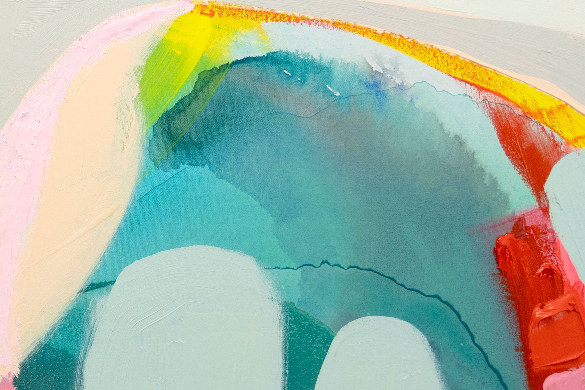 Detail view: abstract painting, Fingers and Toes, by artist Claire Desjardins.