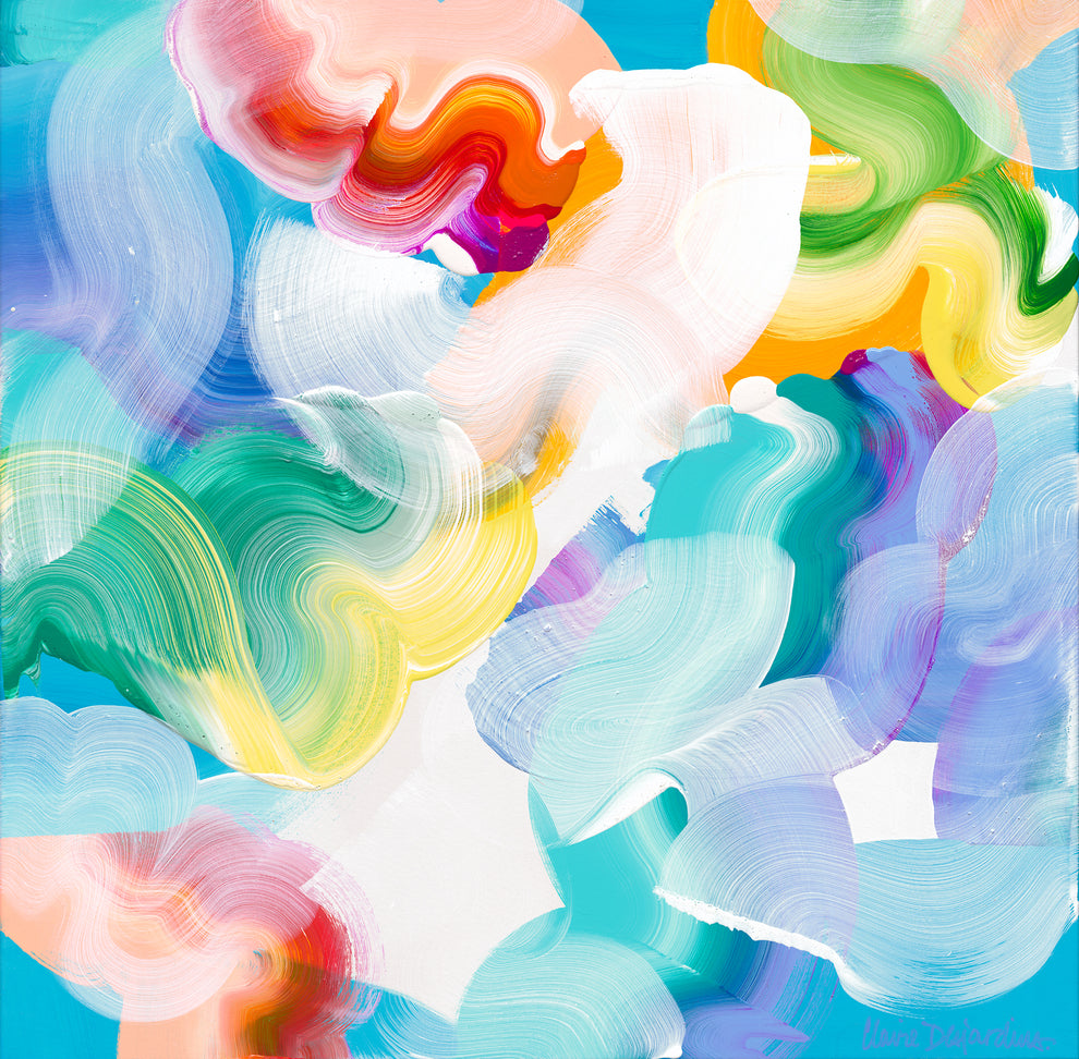 Colourful abstract painting by artist Claire Desjardins: "The Most Perfect Day".