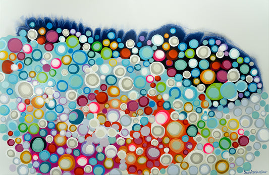 Abstract painting by Canadian artist, Claire Desjardins. Titled "Instinct for Hope from her EFFERVESCENCE collection.
