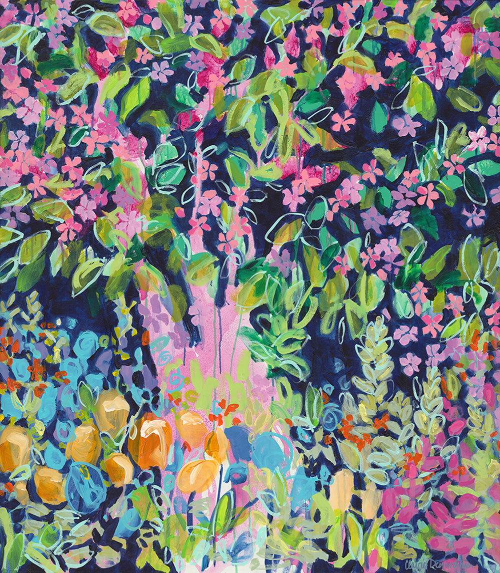 Abstract floral painting, Not Klimt's Apple Tree, by artist Claire Desjardins.