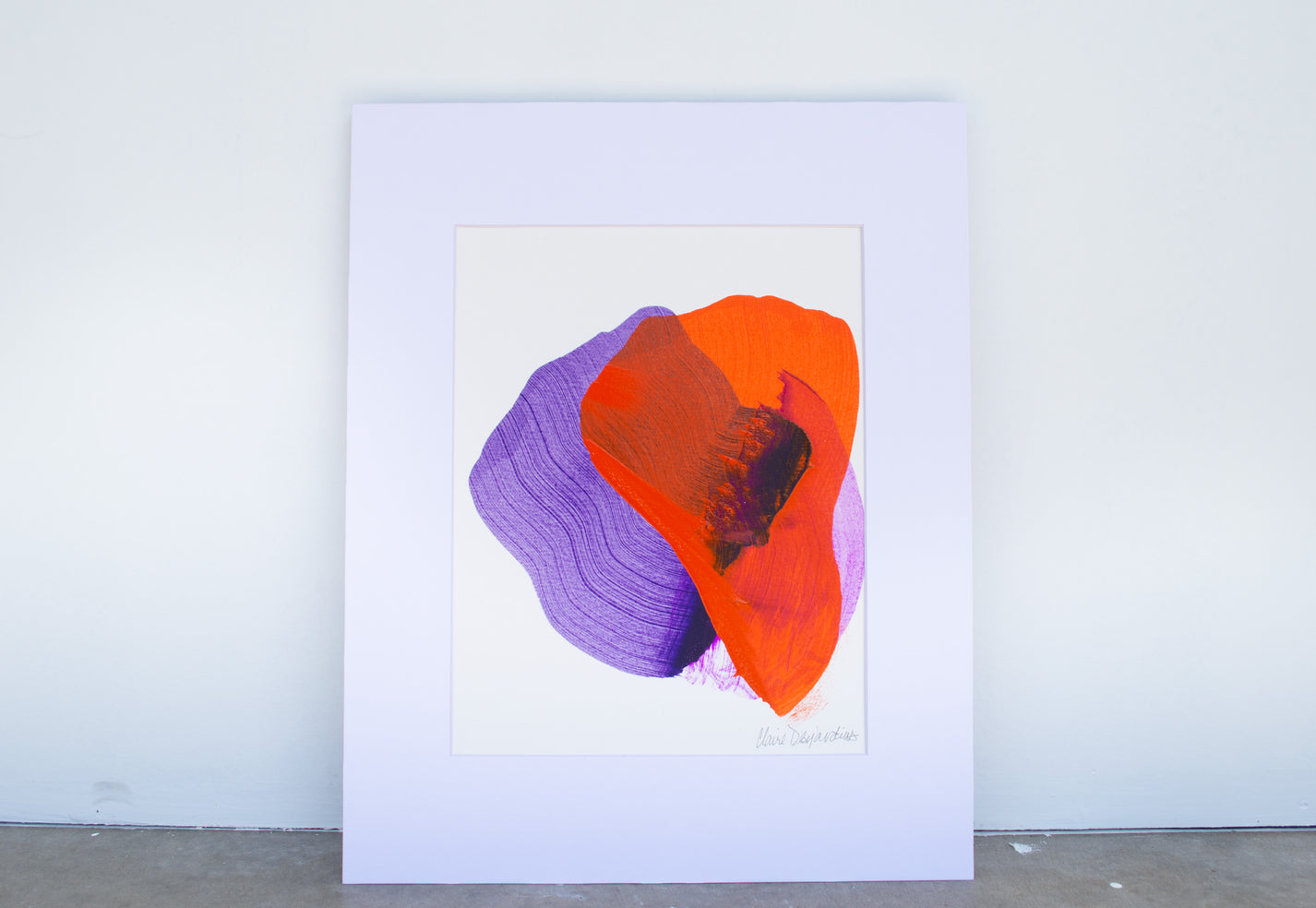 The Space in Between 71 - purple and red abstract painting by artist Claire Desjardins.