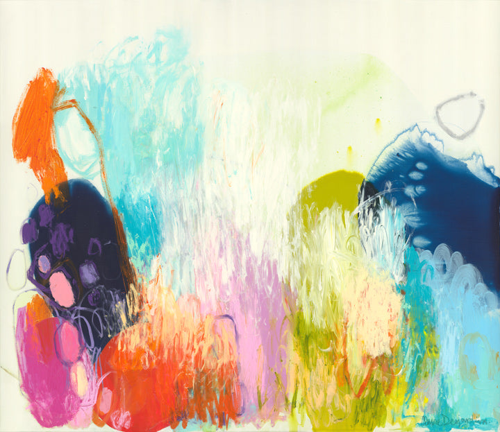 Colourful abstract painting, Fear of Heights, by painter, Claire Desjardins.