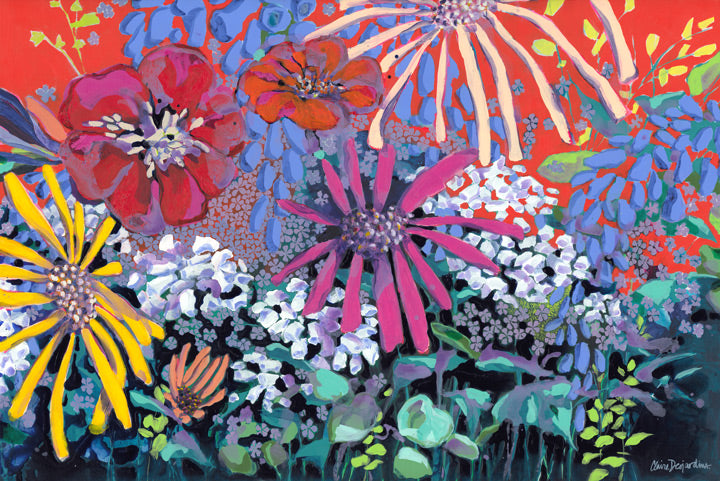 Abstract floral painting, Springtime All of the Time, by artist Claire Desjardins.